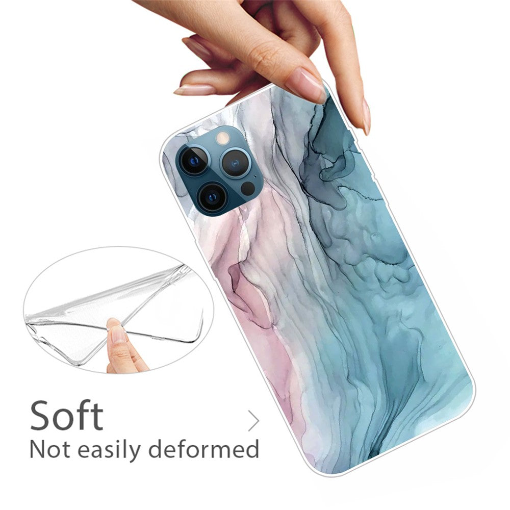 iPhone 14 Pro TPU Cover Abstract Marble Pattern Soft Anti Scratch IMD Style B