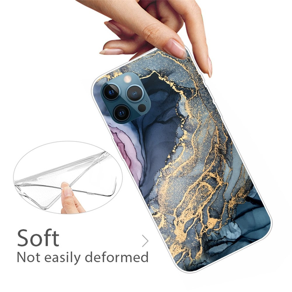 iPhone 14 Pro TPU Cover Abstract Marble Pattern Soft Anti Scratch IMD Style F - produktbillede 2