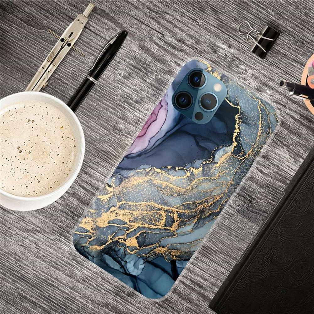 iPhone 14 Pro TPU Cover Abstract Marble Pattern Soft Anti Scratch IMD Style F - produktbillede 4