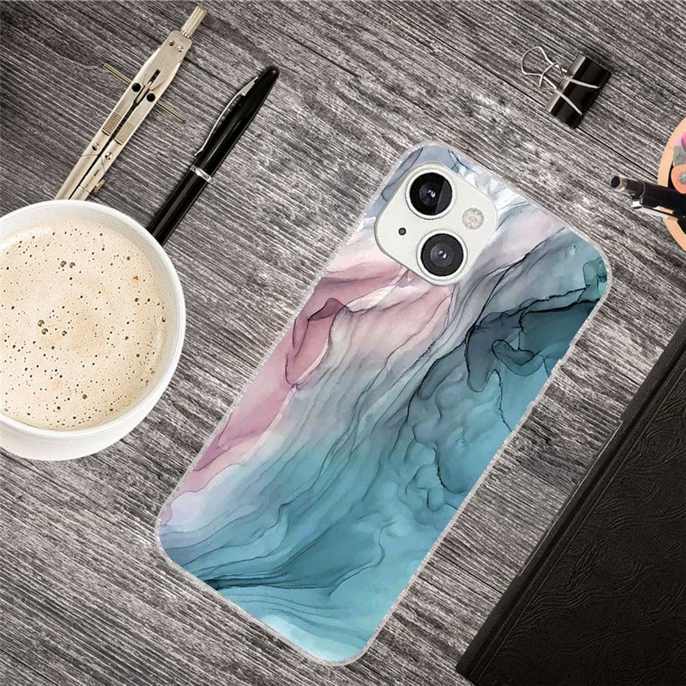 iPhone 14 Plus TPU Cover A Style Marble Printed Pattern Design Drop Protection IMD Back Style B - produktbillede 3