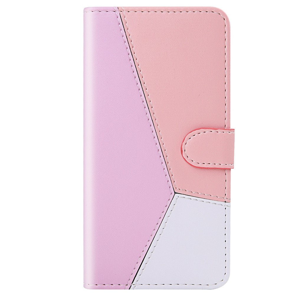 iPhone 14 Pro TPU Wallet Flip Cover Stand Three color Splicing – Lilla/Hvid/Pink - produktbillede 7
