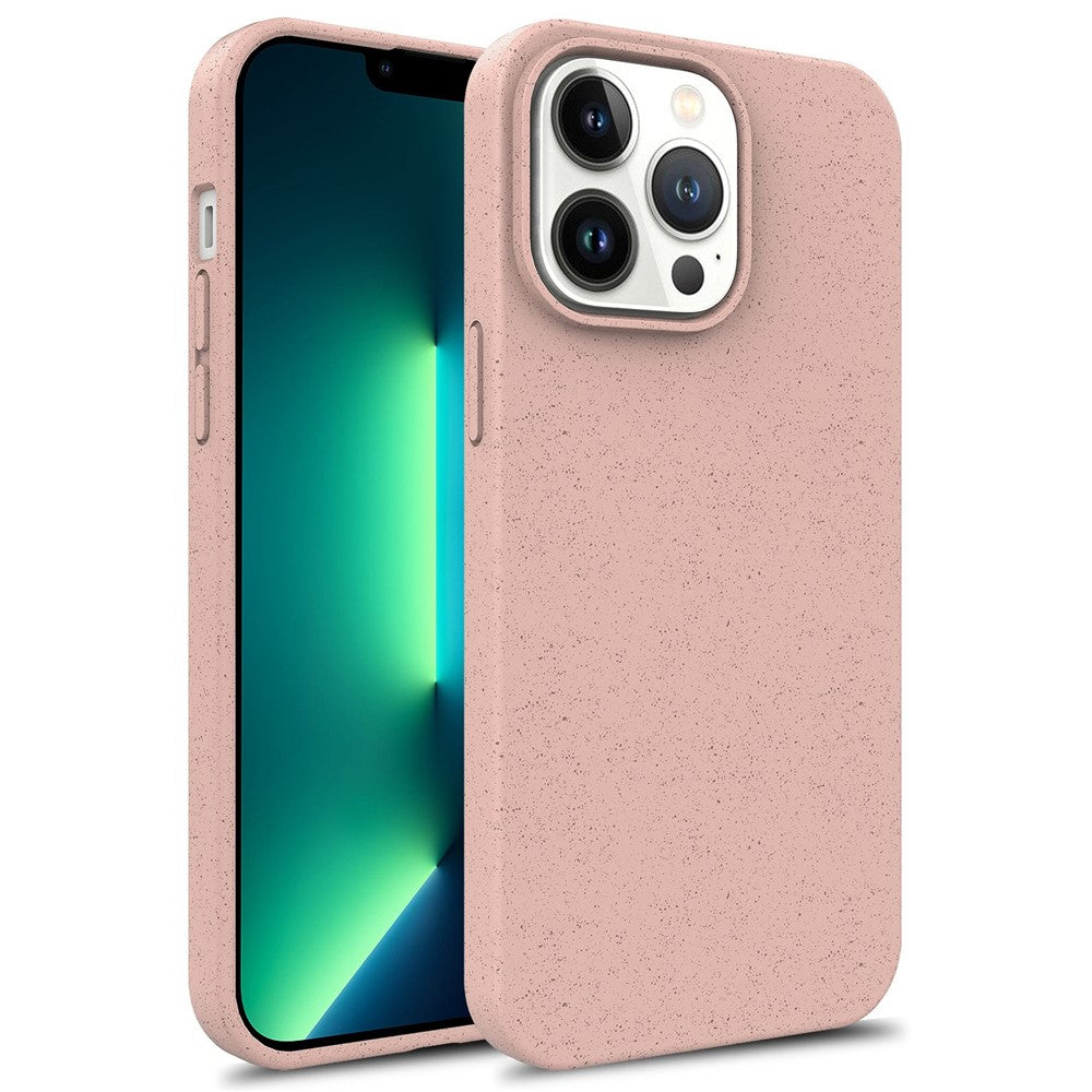 iPhone 14 Pro TPU Cover Starry Sky Series Biodegradable Wheat Straw Scratch resistant Matte Back – Pink