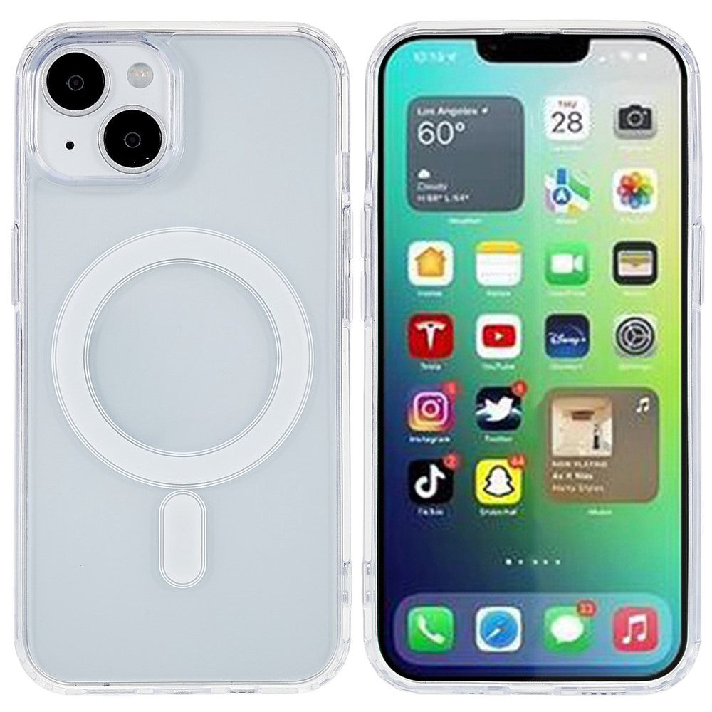 iPhone 14/14 Max MagSafe TPU Cover Magnetic Hard Acrylic Soft Shockproof – Transparent - produktbillede 1