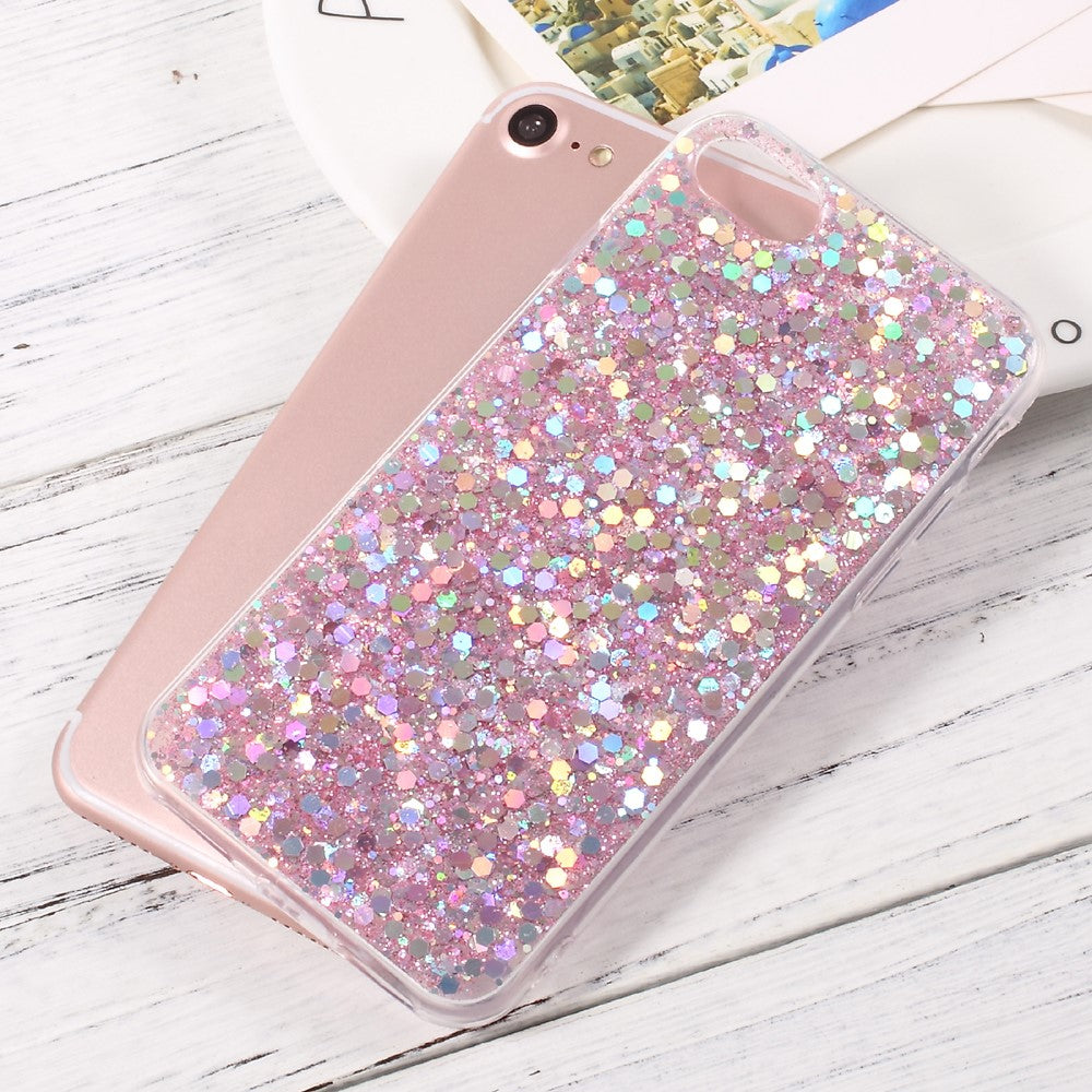 iPhone 7/8/SE Cover Glitter – Pink - produktbillede 4