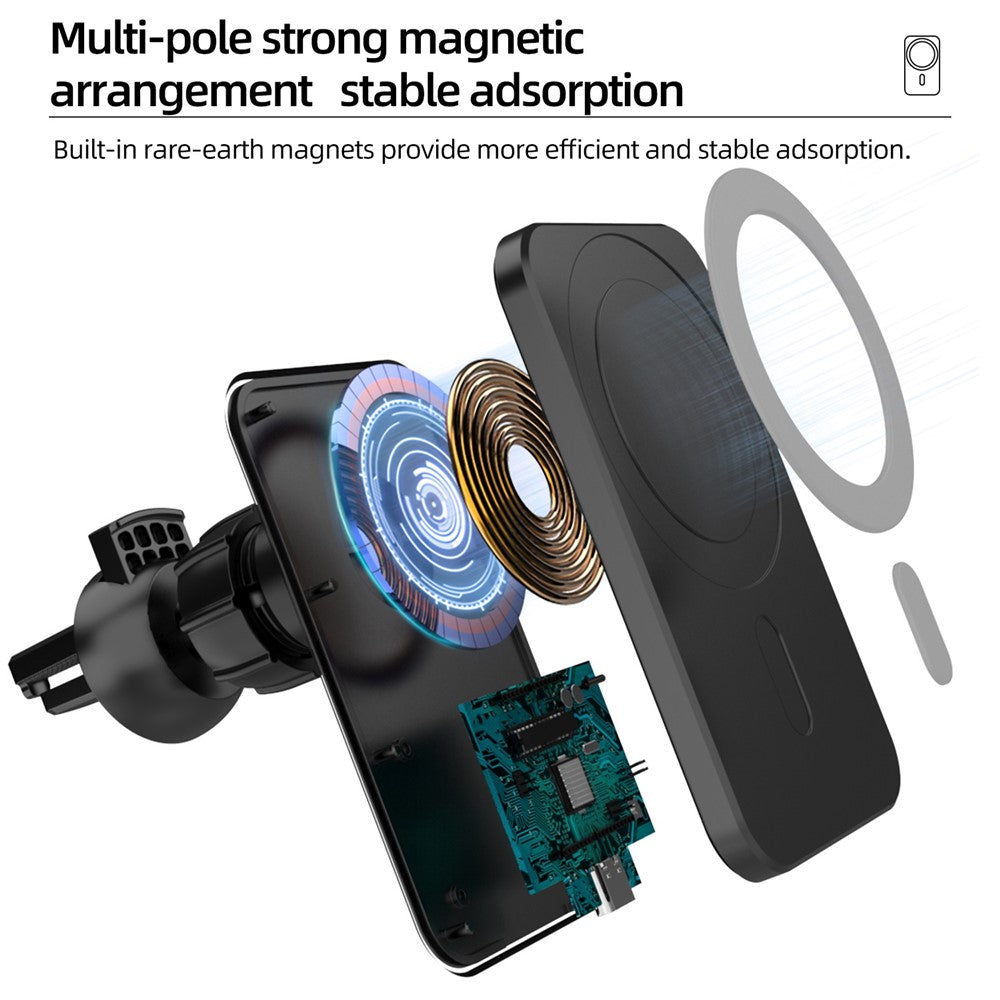 Magnetic Car Charger MagSafe Fast Charging 15W - Black
