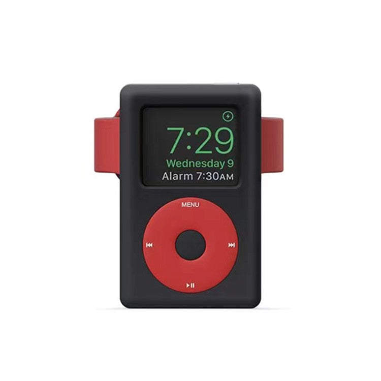 Smartwatch Stand for Apple Watch Series1/2/3/4/5/6 Desktop Stand MP3 Silicone Charging Base - Black / Red - produktbillede 2
