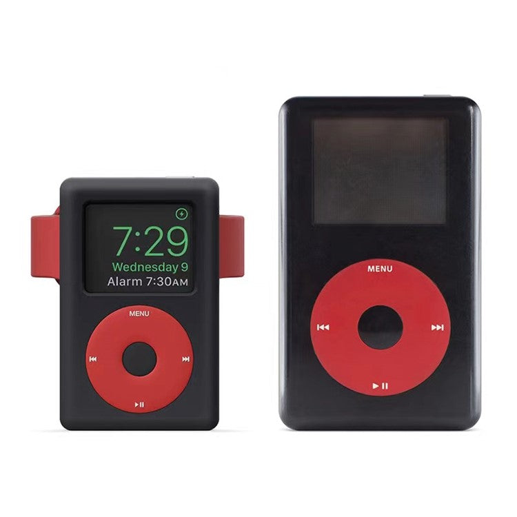 Smartwatch Stand for Apple Watch Series1/2/3/4/5/6 Desktop Stand MP3 Silicone Charging Base - Black / Red - produktbillede 3