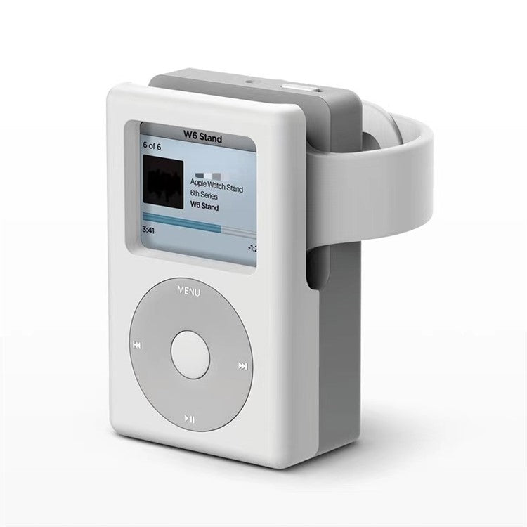 Smartwatch Stand for Apple Watch Series1/2/3/4/5/6 Desktop Stand MP3 Silicone Charging Base - White / Grey