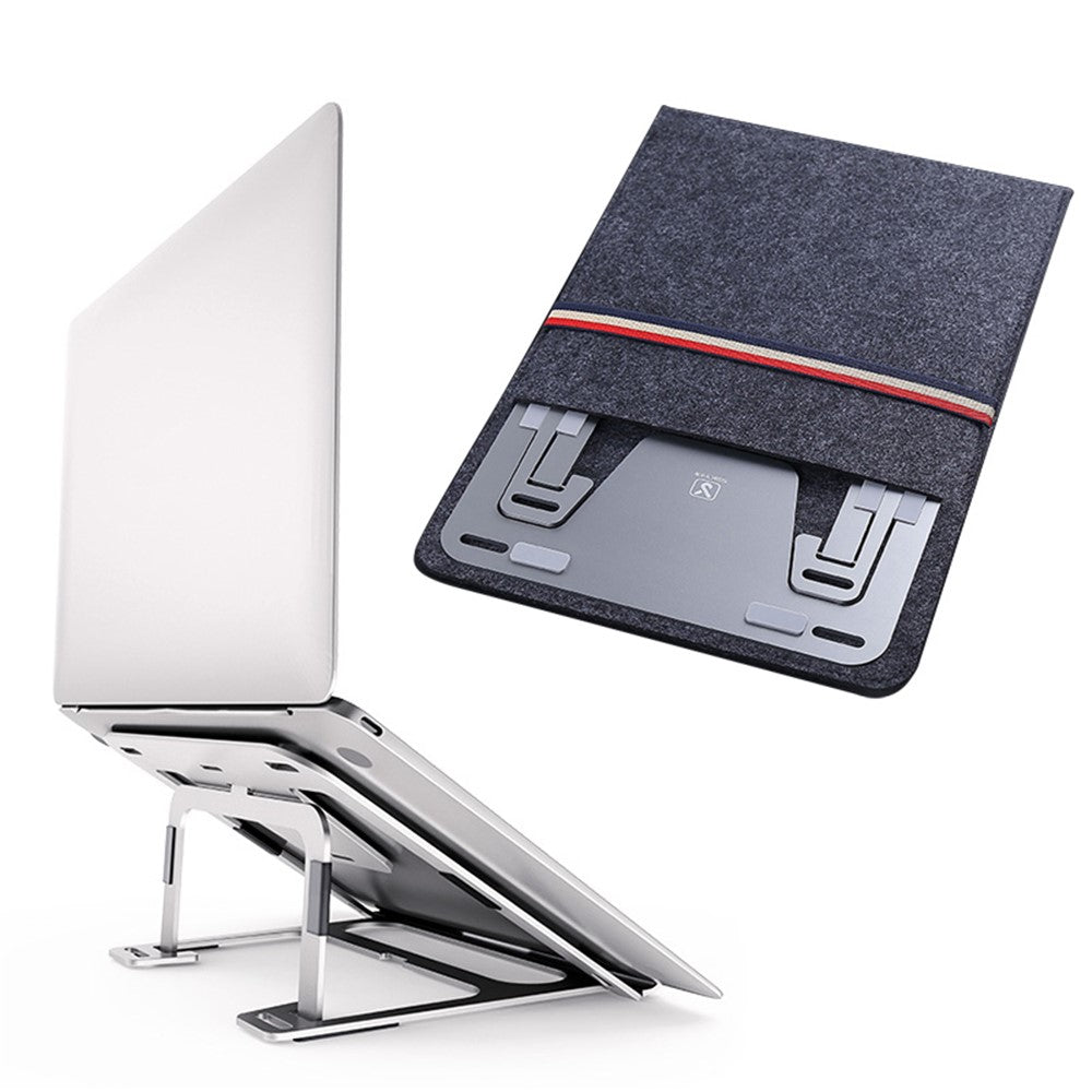 BONERUY BR035 P3 Aluminum Alloy Adjustable Laptop Stand Folding Notebook Bracket Lifting Cooling Holder - Dark Grey