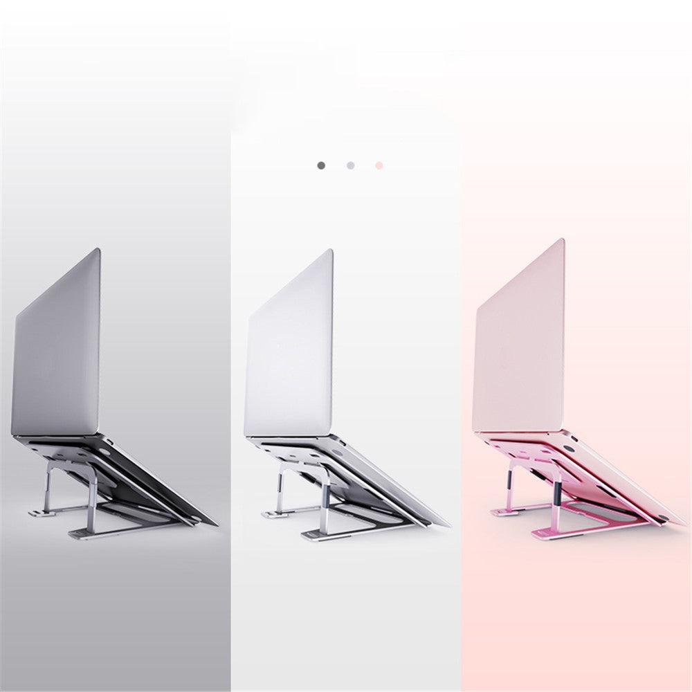 BONERUY BR035 P3 Aluminum Alloy Adjustable Laptop Stand Folding Notebook Bracket Lifting Cooling Holder - Dark Grey