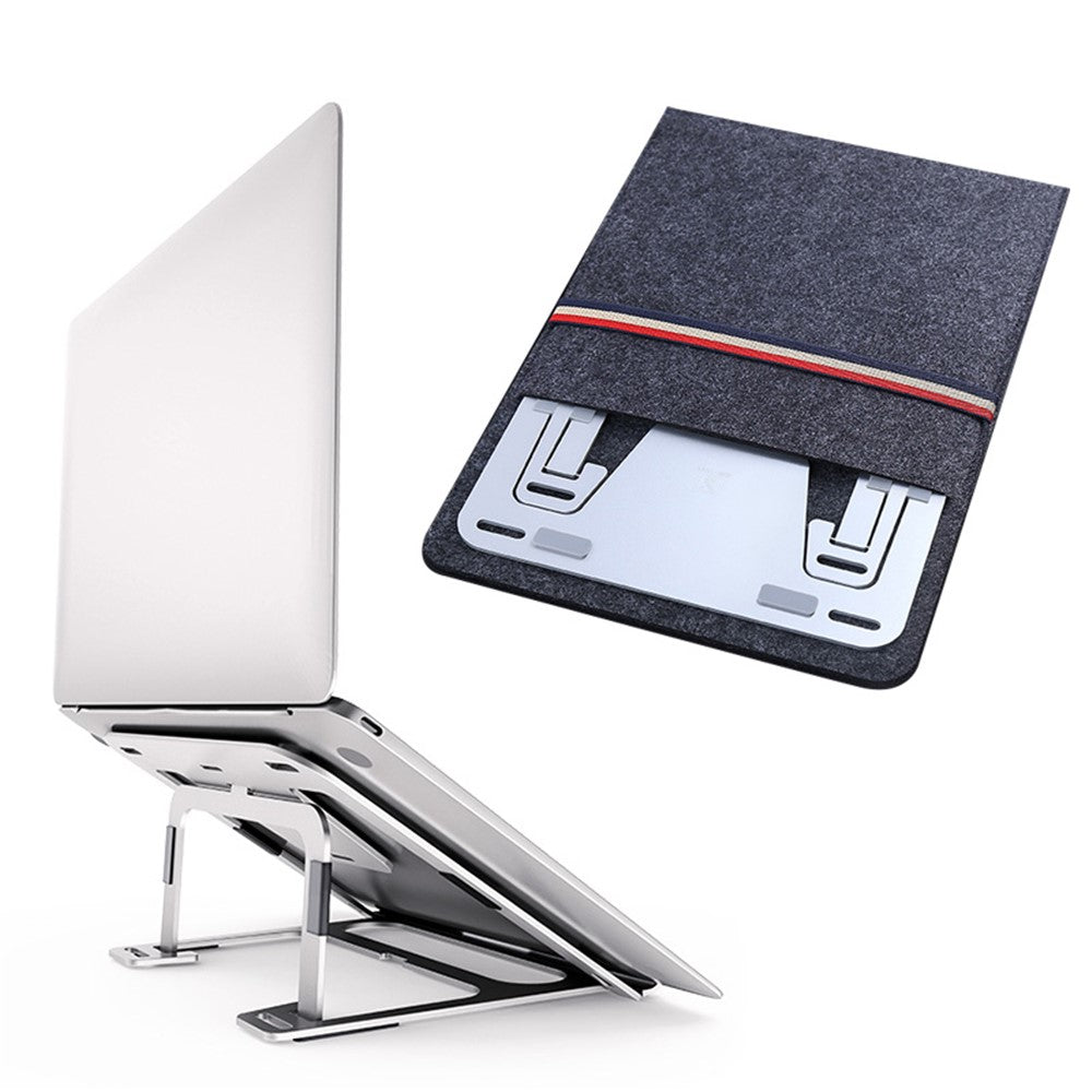 BONERUY BR035 P3 Aluminum Alloy Adjustable Laptop Stand Folding Notebook Bracket Lifting Cooling Holder - Silver