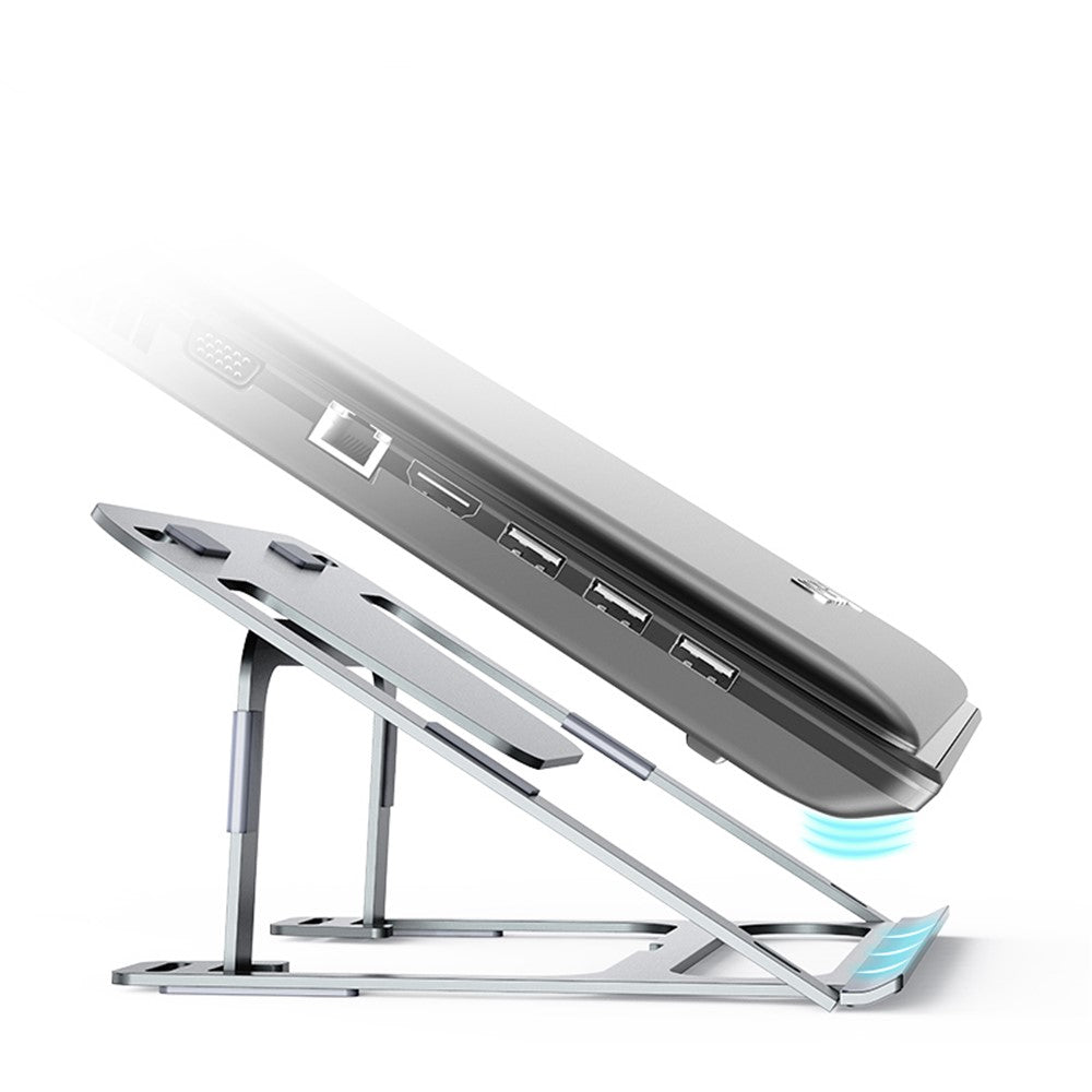 BONERUY BR035 P3 Aluminum Alloy Adjustable Laptop Stand Folding Notebook Bracket Lifting Cooling Holder - Silver