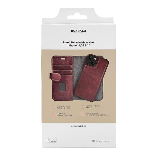 iPhone 14 Wallet Flip Cover 2in1 3 card – Brun – Buffalo