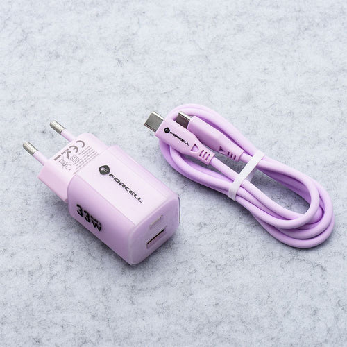 Oplader 33W USBC/USBA Violet