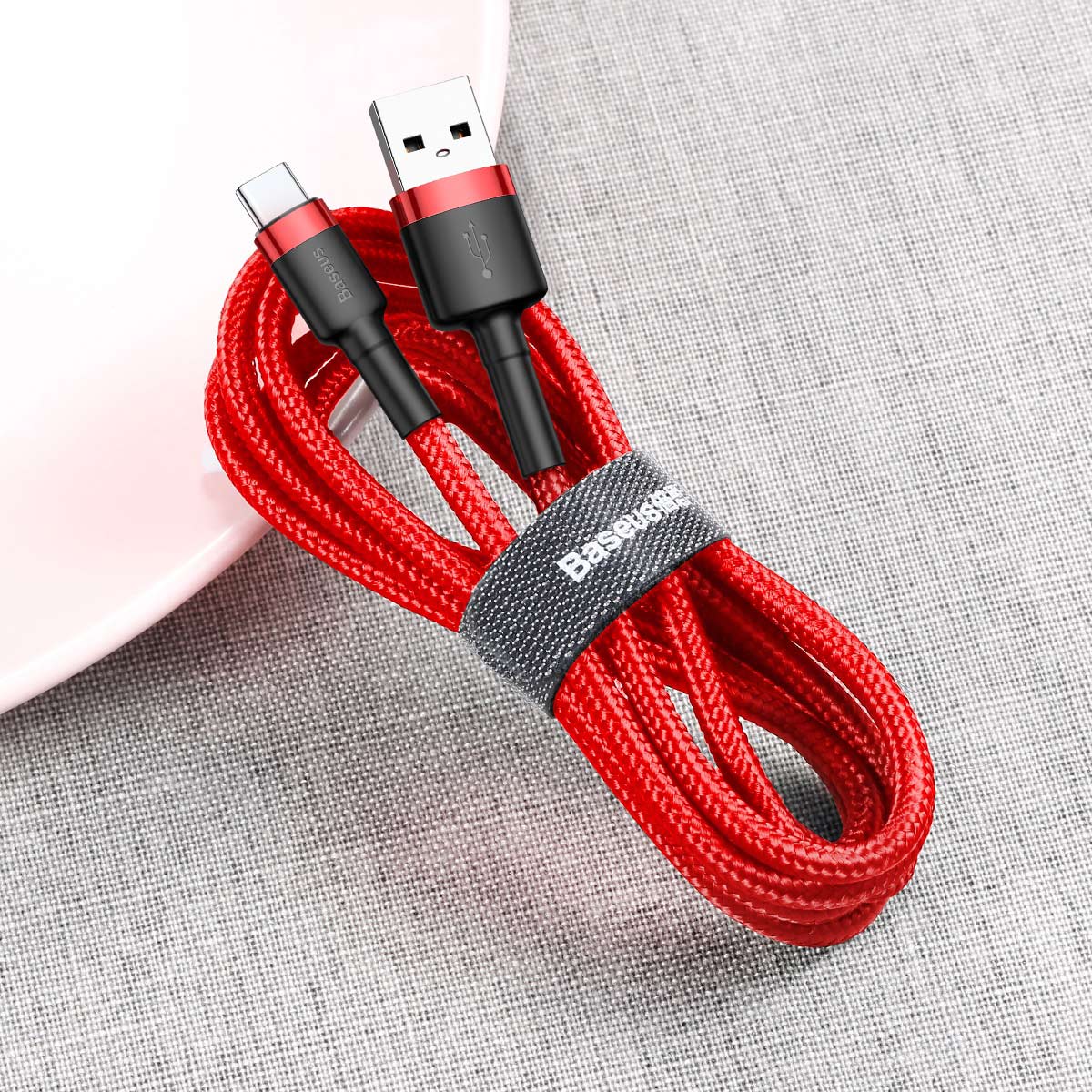 BASEUS USB Cable - USB Type-C 0.5M 3A Cafule CATKLF-A09 black-red