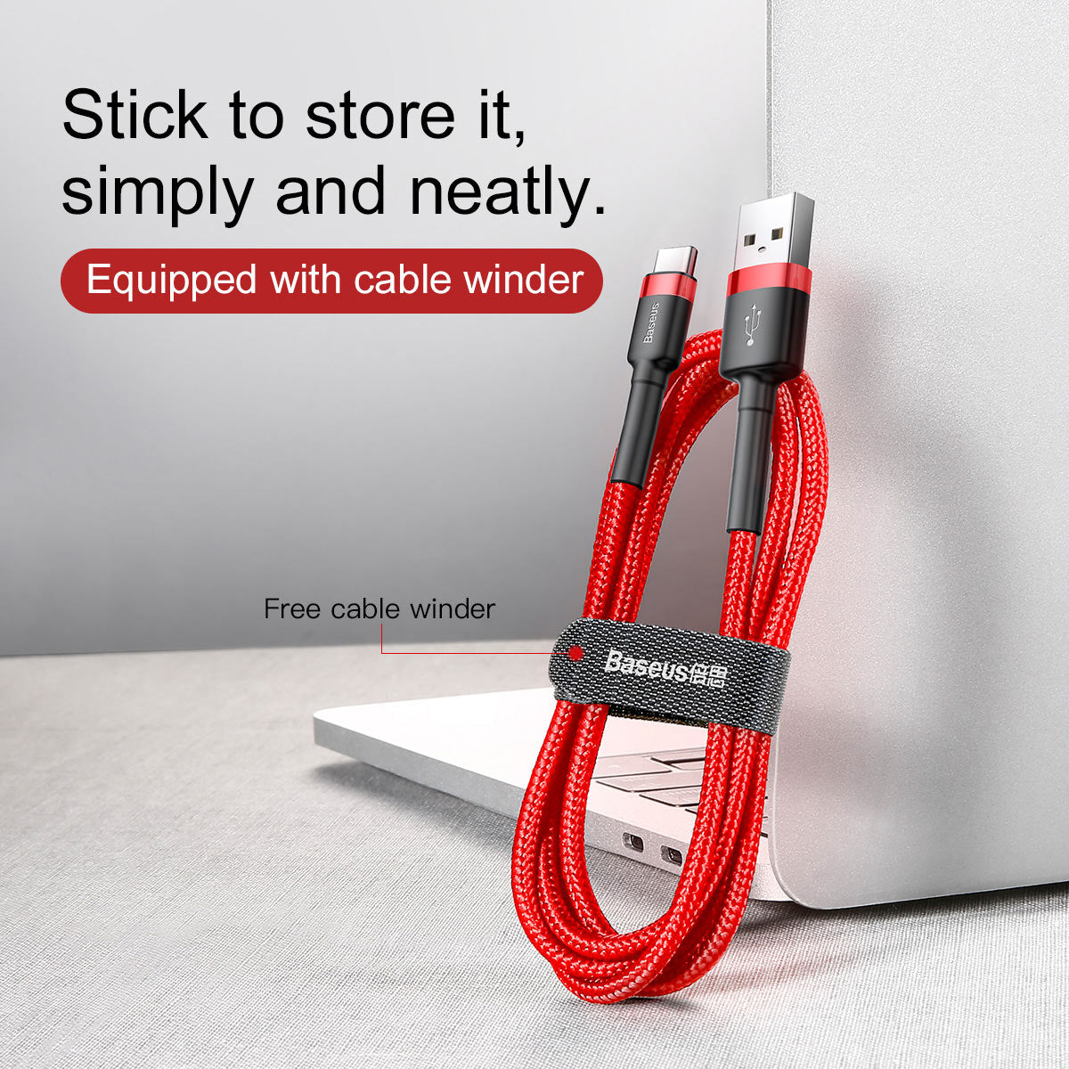 BASEUS USB Cable - USB Type-C 0.5M 3A Cafule CATKLF-A09 black-red