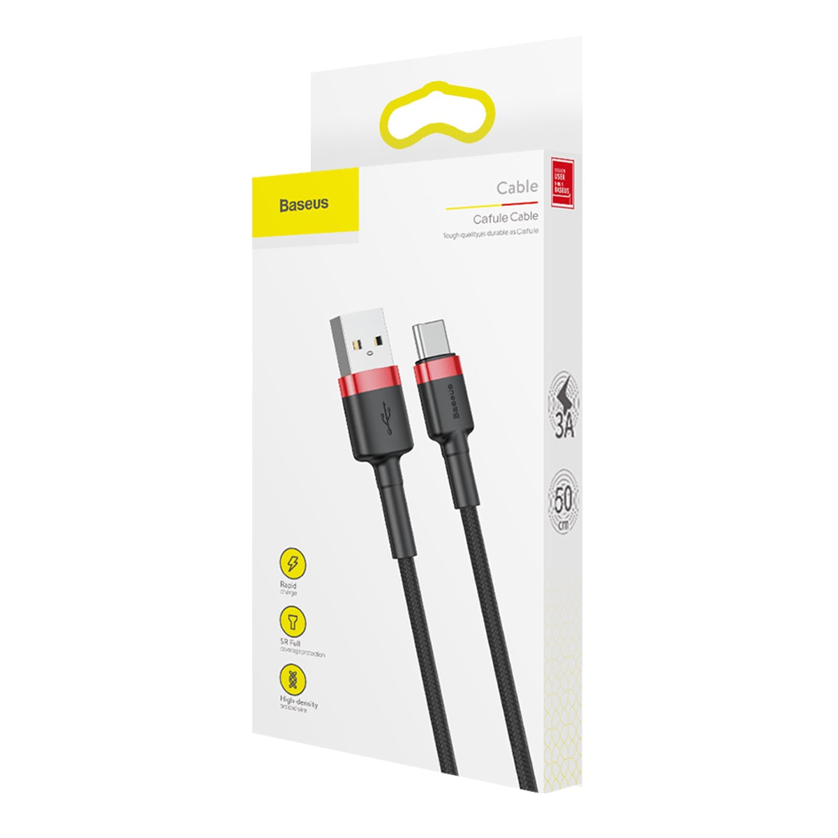 Kabel USBA/USBC 0,5m BK/RD