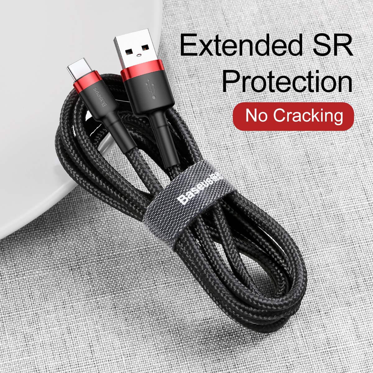 Kabel USBA/USBC 0,5m BK/RD