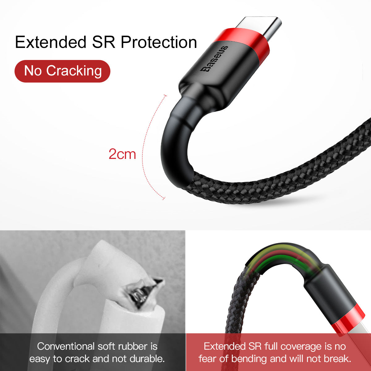 Kabel USBA/USBC 0,5m BK/RD