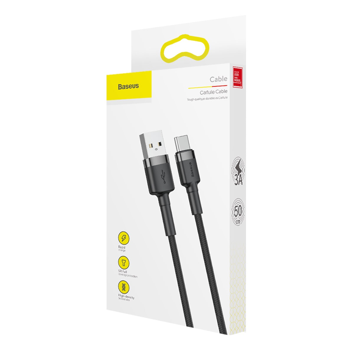 Kabel USBA/USBC 0,5m Sort/Grå