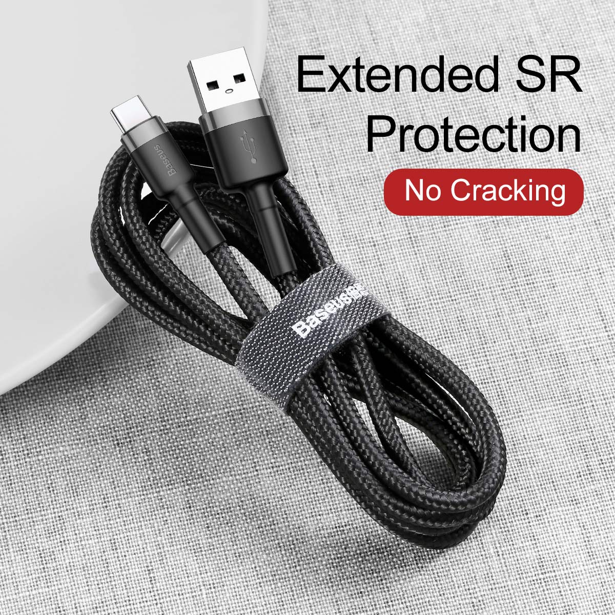 Kabel USBA/USBC 0,5m Sort/Grå