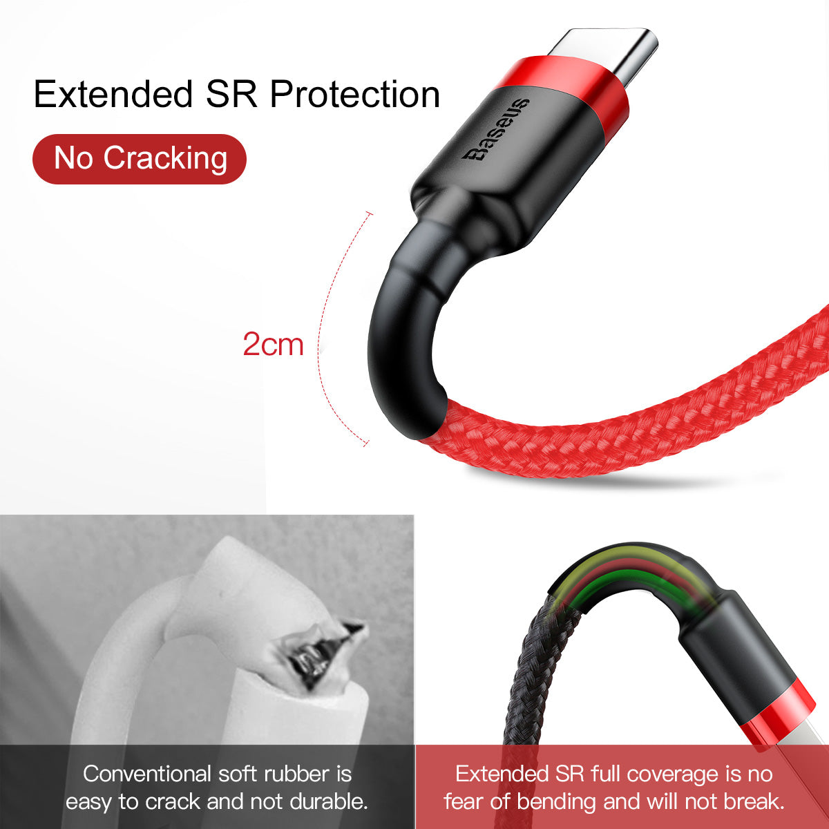 Kabel USBA/USBC 1m RD/BK
