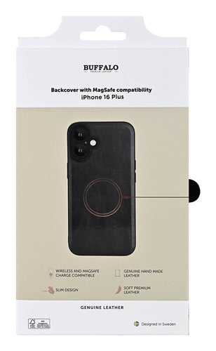 iPhone 16 Plus Læder Cover – Sort – Buffalo