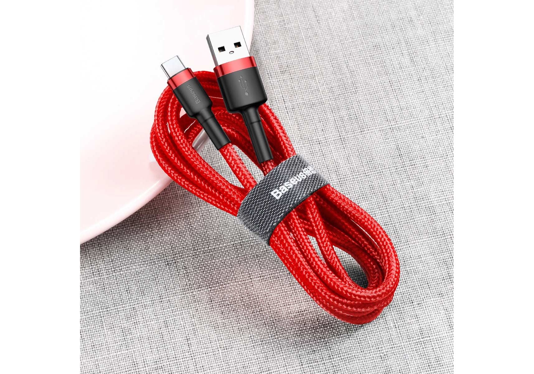 BASEUS USB Cable - USB Type-C 0.5M 3A Cafule CATKLF-A09 black-red - billede 3