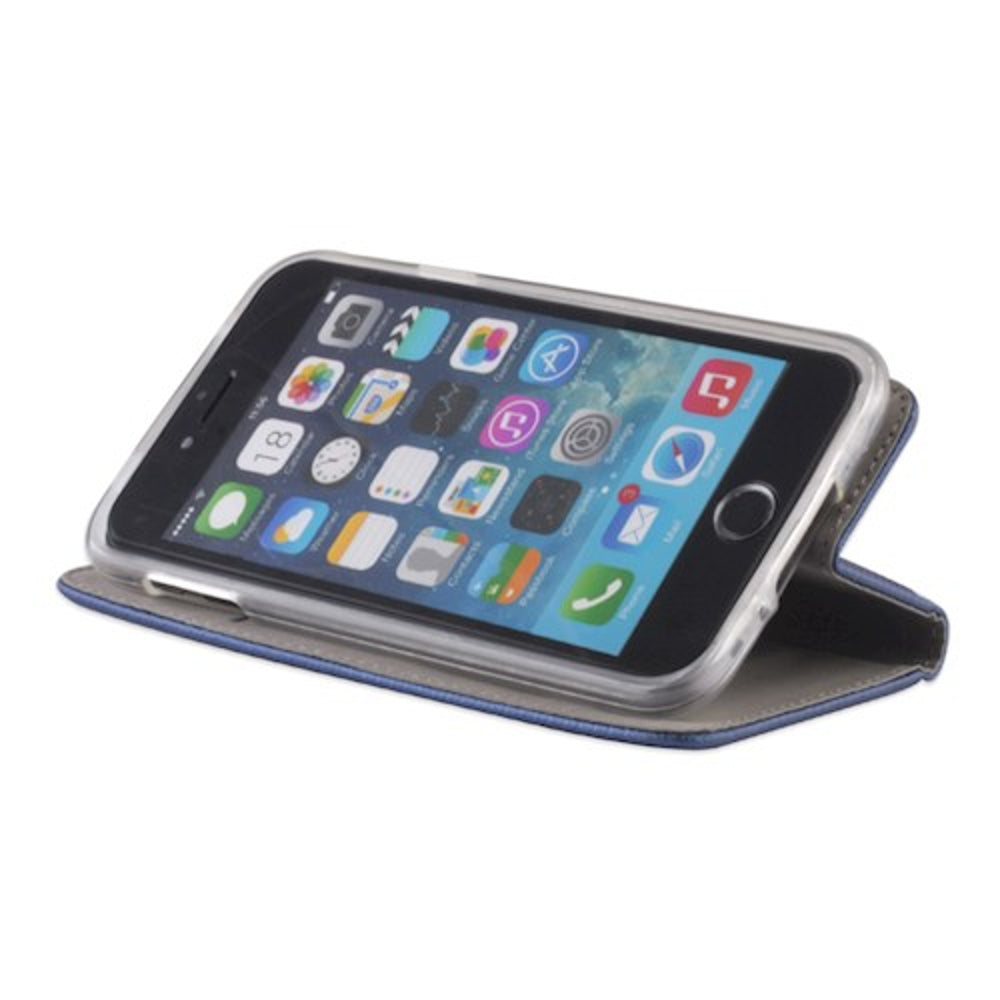 iPhone 17 Pro / 18 Pro TPU Wallet Flip Cover Smart Magnet – Mørk Blå/Blå