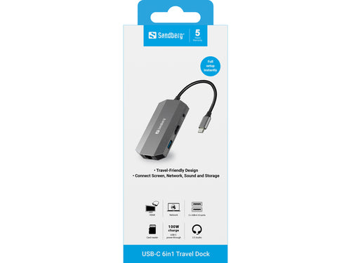 USBC 6-in1 Travel Dock, Alu