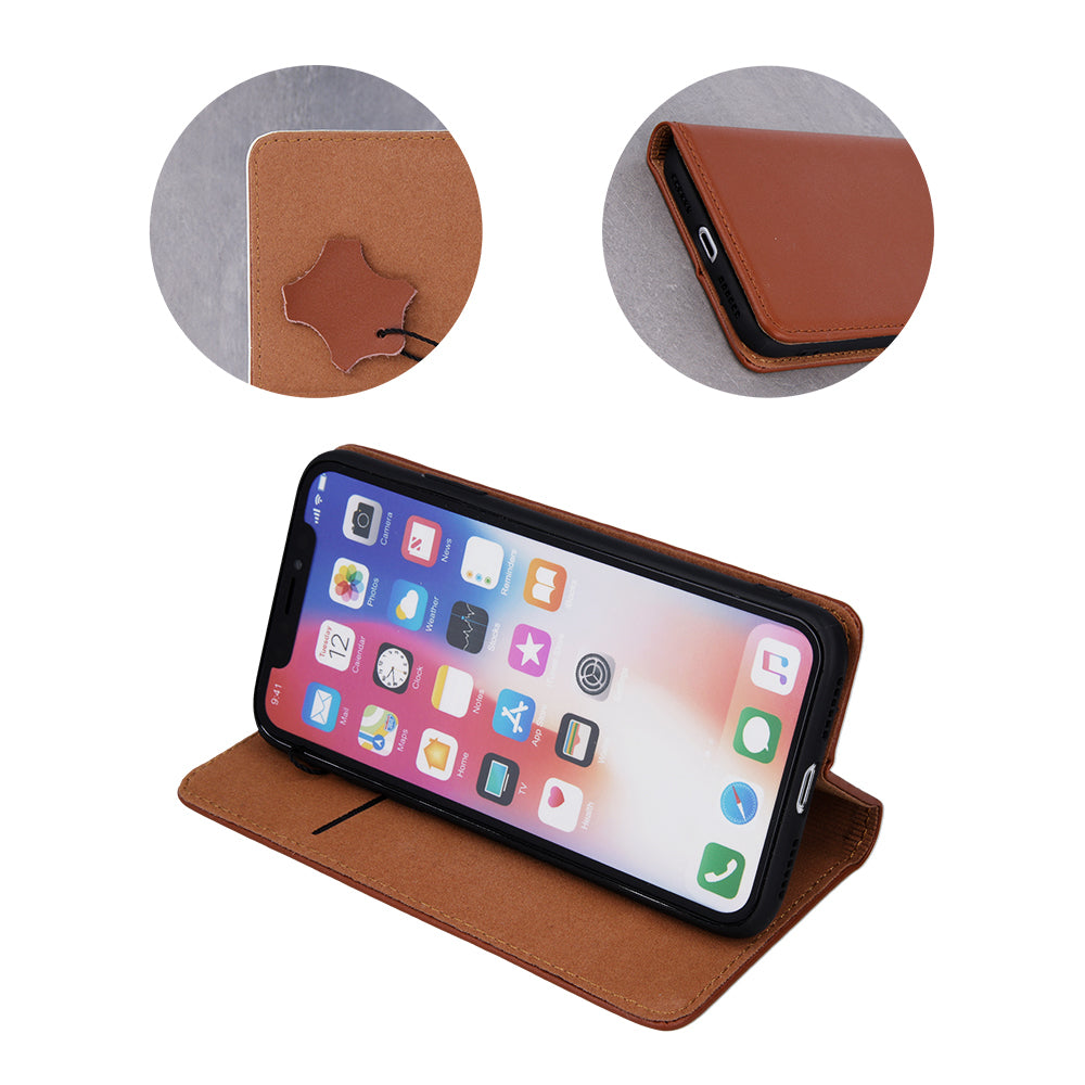 iPhone 16 TPU Wallet Flip Cover Leather Smart Pro – Brun