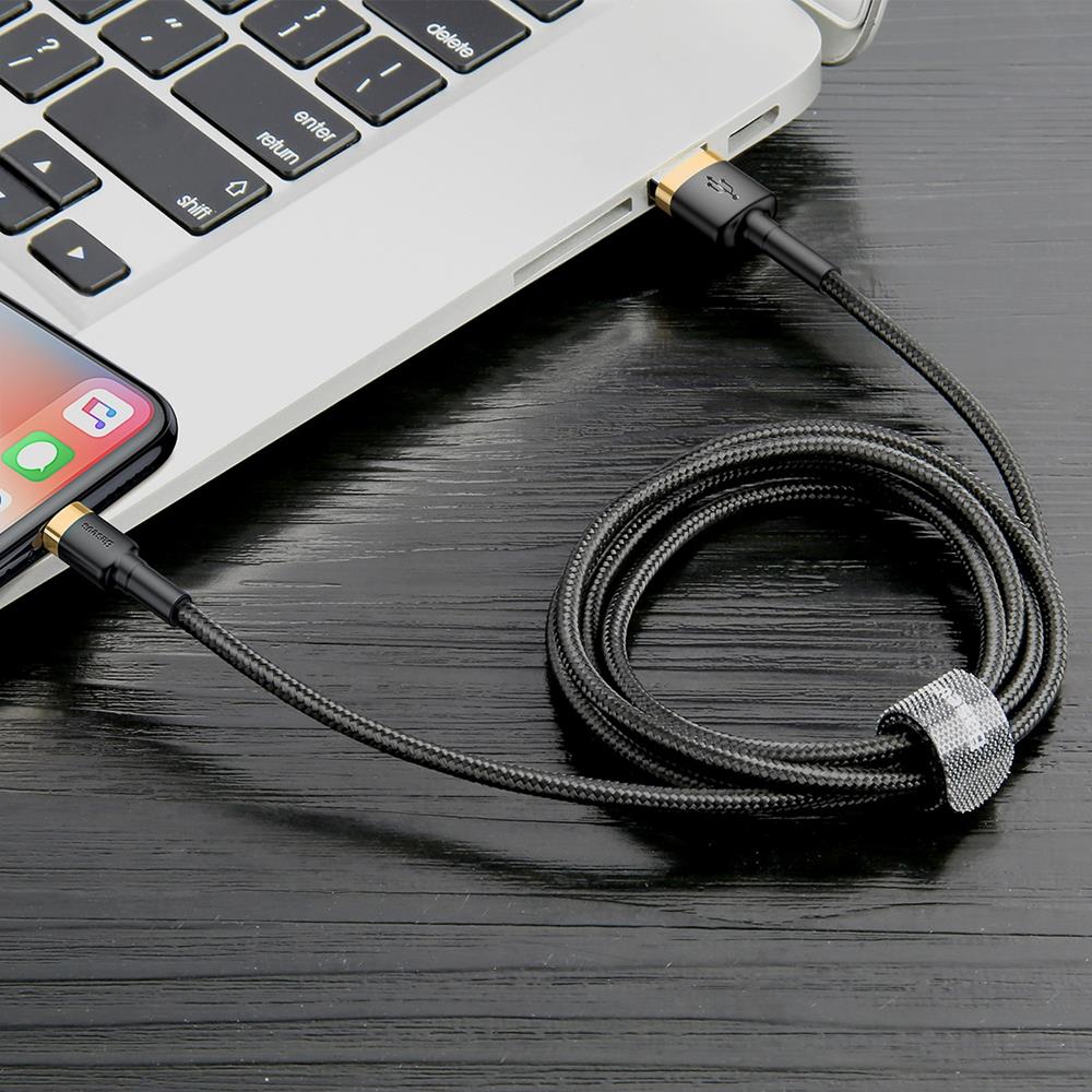 BASEUS USB Cable - Cafule CALKLF-BV1 IPHONE lightning 1M 2.4A black-gold