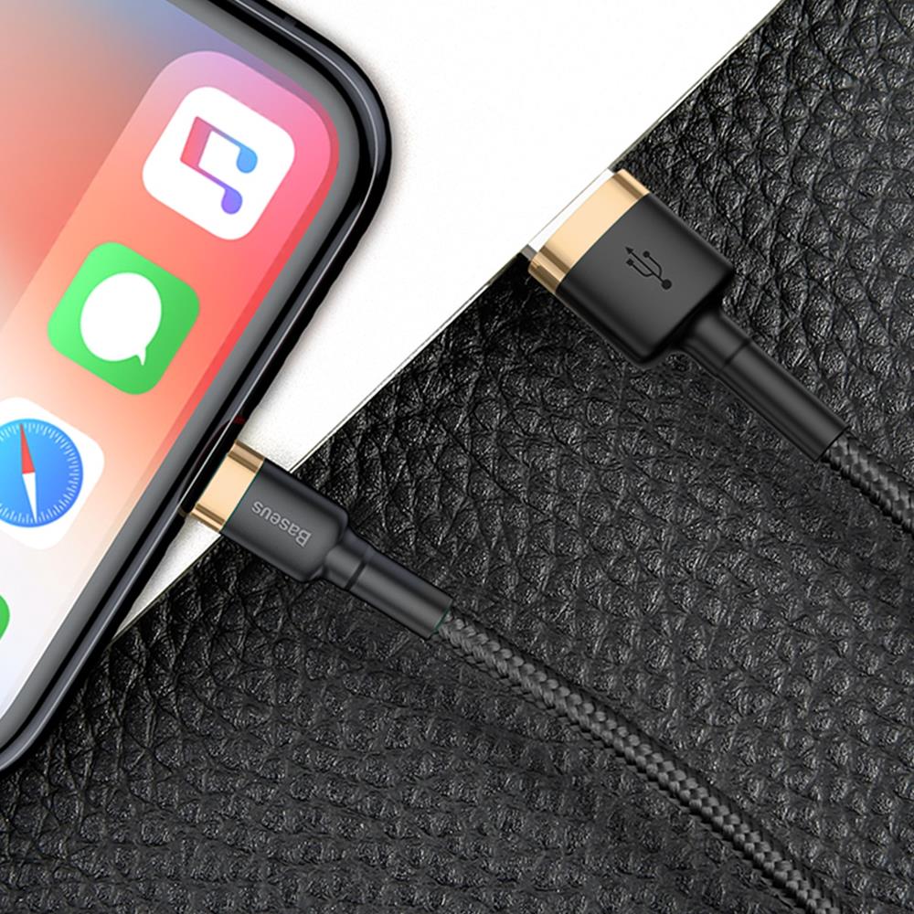 BASEUS USB Cable - Cafule CALKLF-BV1 IPHONE lightning 1M 2.4A black-gold