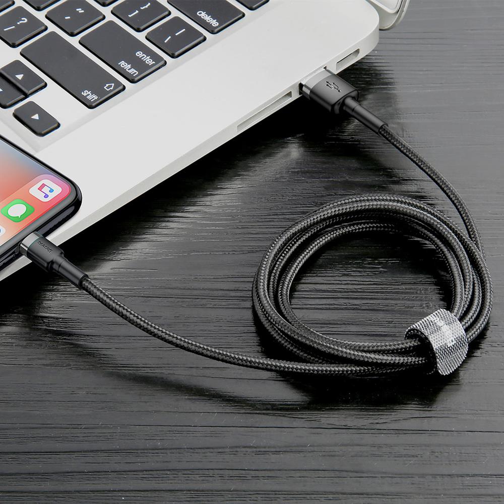 Kabel USBA/Lightning 3m Grå/Sort