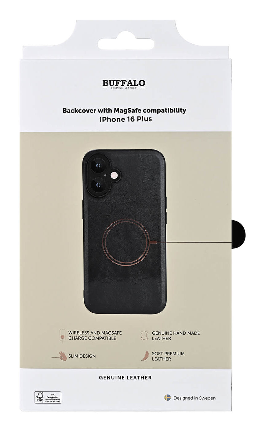 iPhone 16 Plus Læder Cover – Sort – Buffalo - billede 2