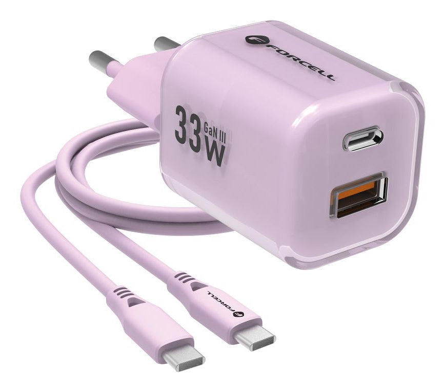 Oplader 33W USBC/USBA Violet