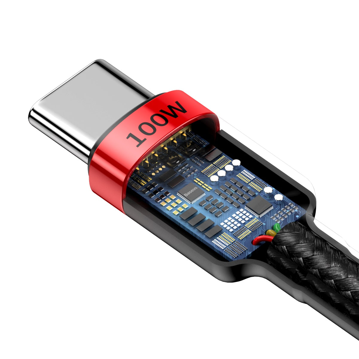 BASEUS USB Cable - Cafule CATKLF-AL91 Type-C - Type-C 2M 100W 5A black-red