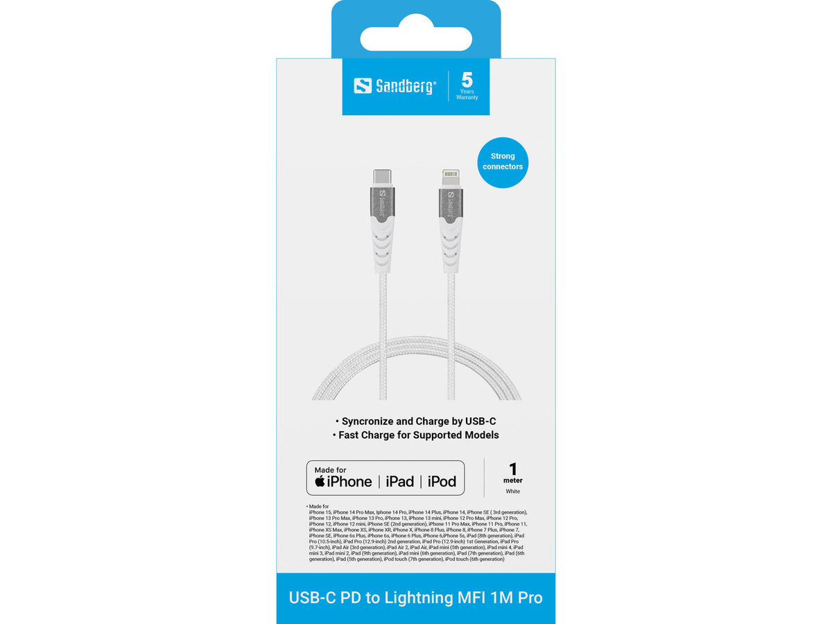 Kabel USBC/Lightning 1m MFI - billede 2
