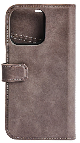 iPhone 13 Mini Læder Wallet Flip Cover detachable – Grå