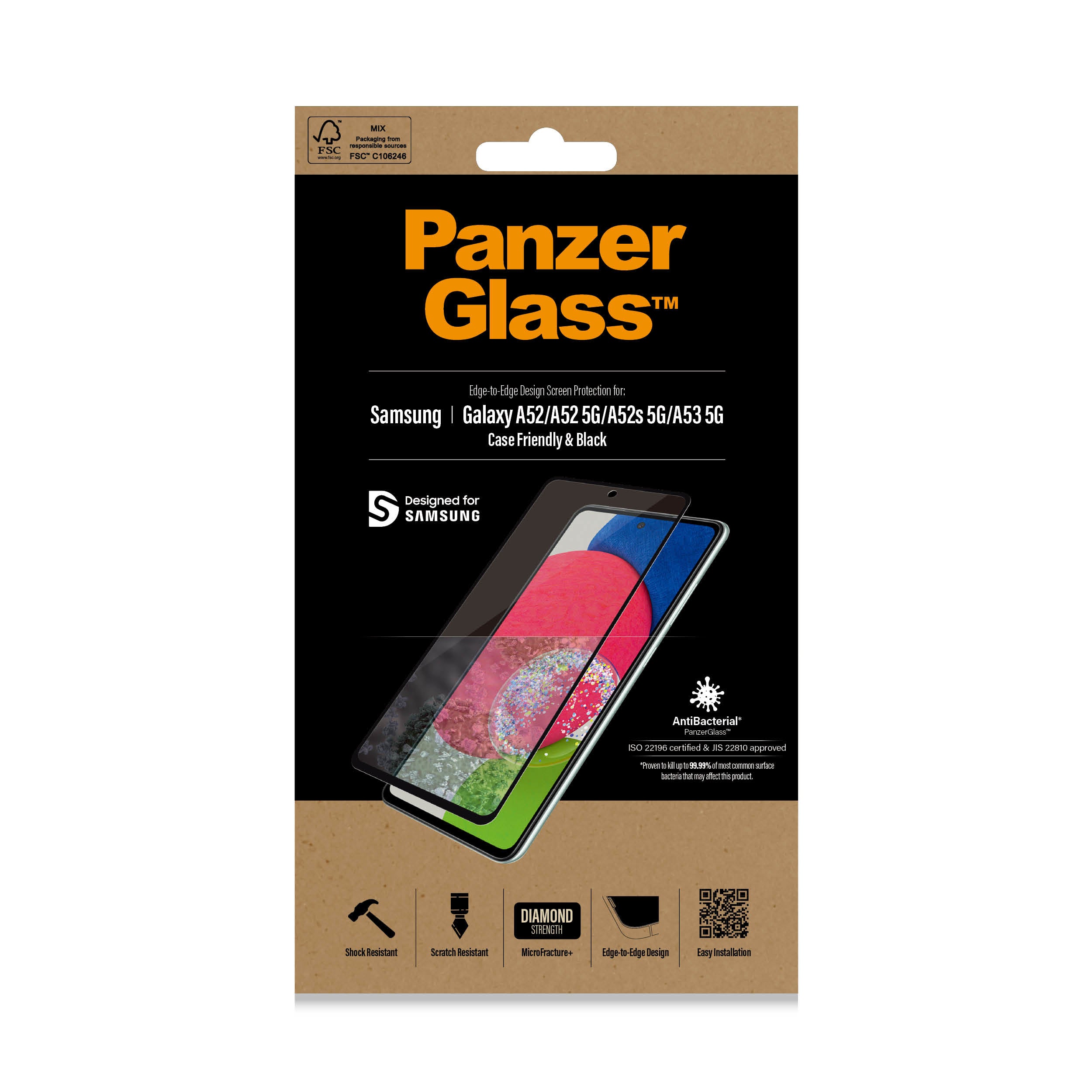 PanzerGlass Samsung Galaxy A52 (CF), Black AB - billede 2