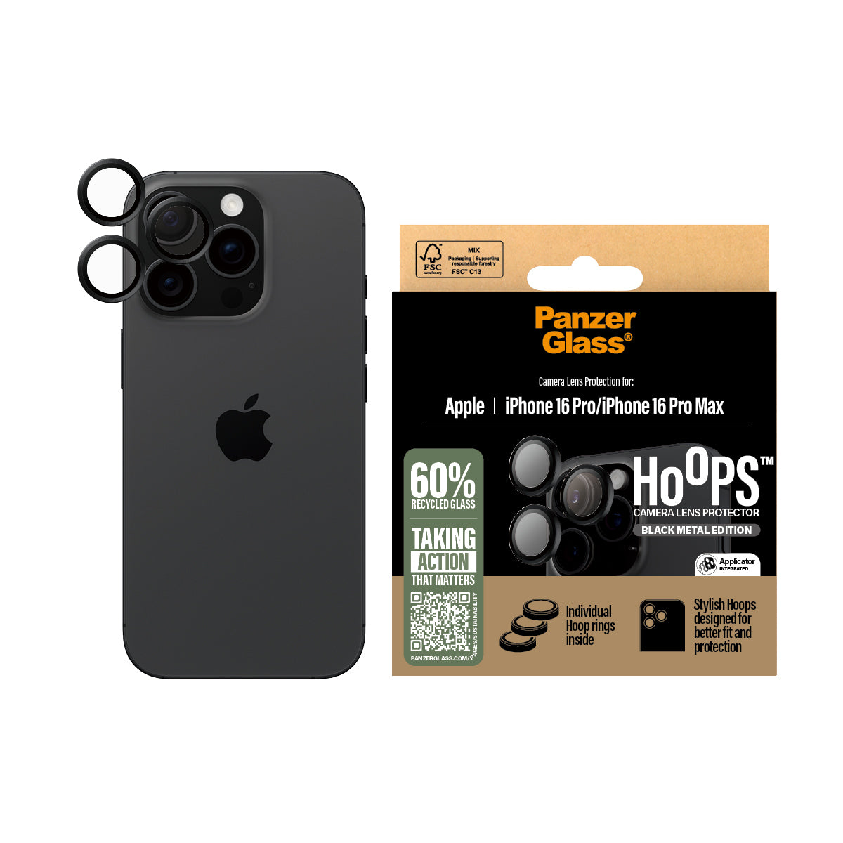 Hoops Black Lens Protector iPhone 16 Pro/16 Pro Max - billede 2