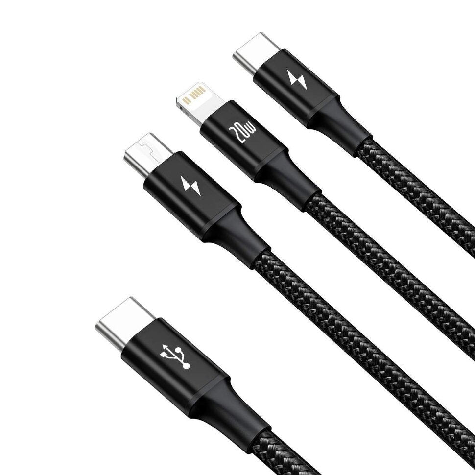 Baseus kabel USCB/3i1 1,5m Sort - billede 2
