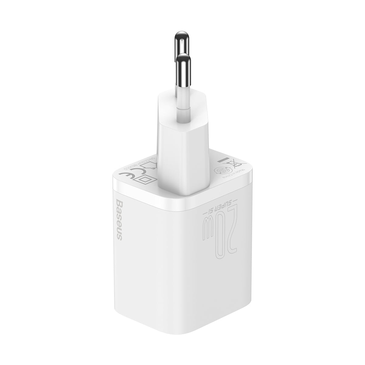 Baseus Super Si  quick charger  Type C / lightning incl.ledning  20W 3A (TZCCSUP-B02) white EOL - Brug TZCCSUP-L02