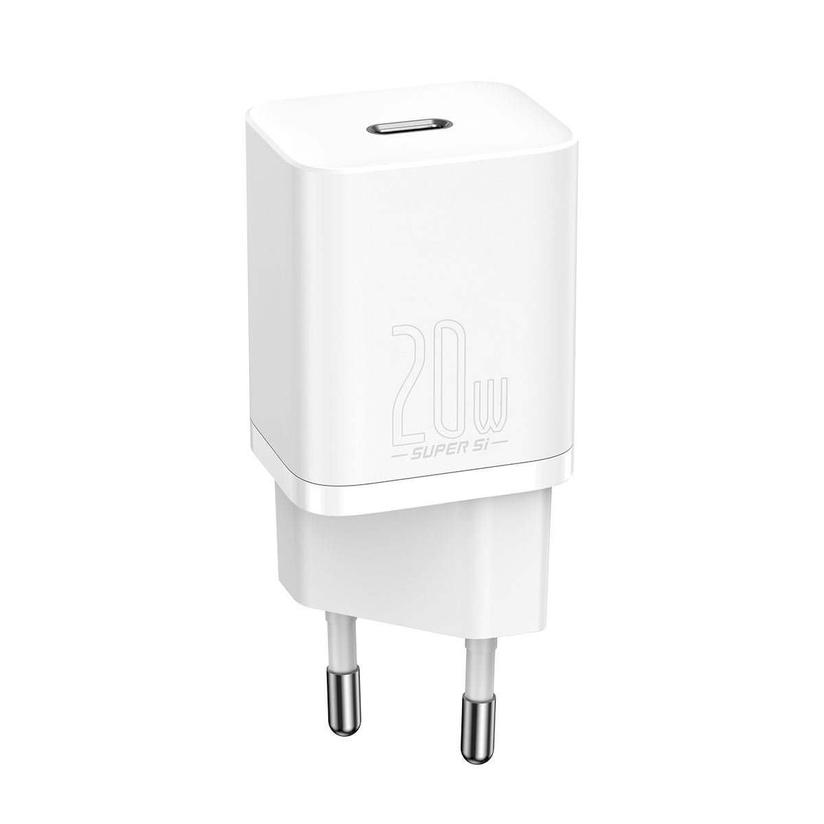 Baseus Super Si  quick charger  Type C / lightning incl.ledning  20W 3A (TZCCSUP-B02) white EOL - Brug TZCCSUP-L02