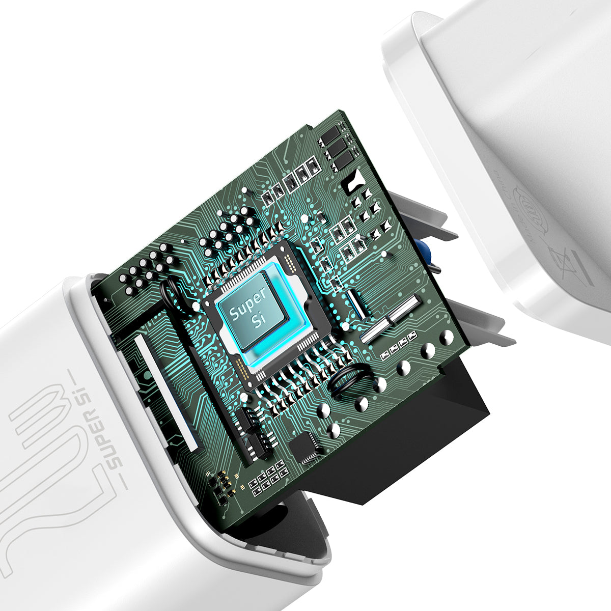 Baseus Super Si  quick charger  Type C / lightning incl.ledning  20W 3A (TZCCSUP-B02) white EOL - Brug TZCCSUP-L02
