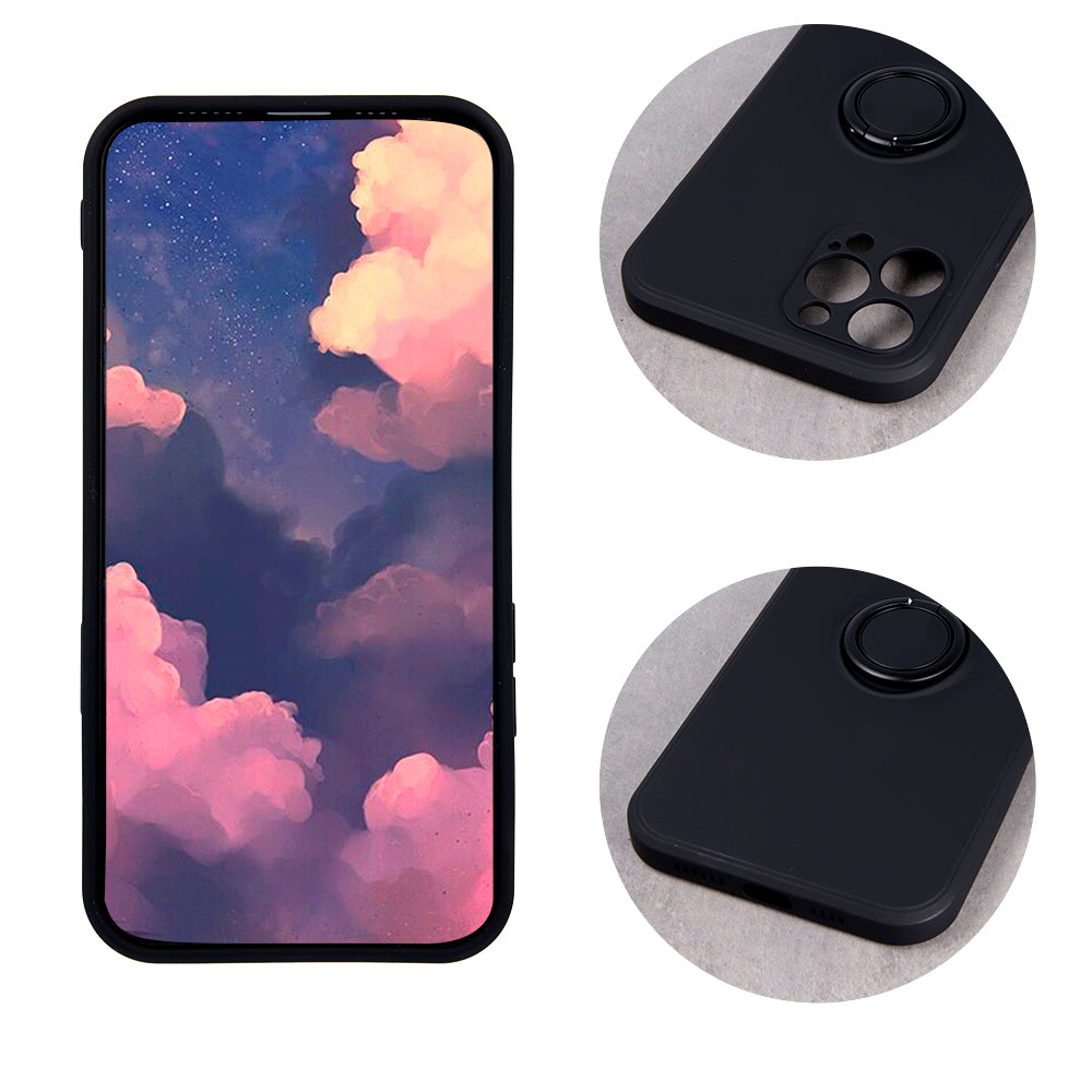 iPhone 15 Finger Grip Med Ringstand – Sort