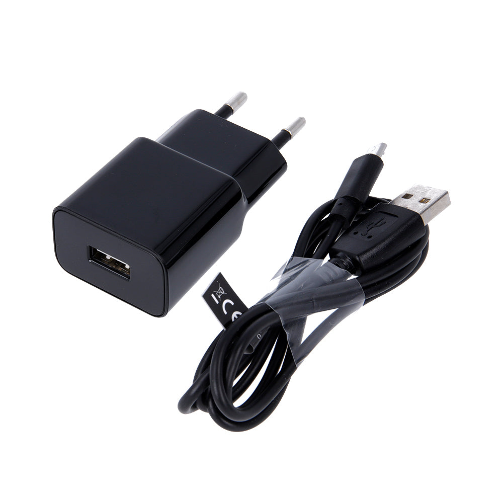 usb oplader med kabel 2.1A  Microusb sort
