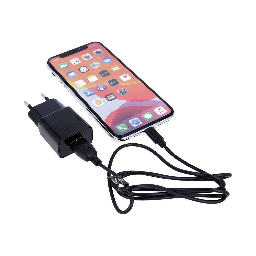 usb oplader med kabel 2.1A  Microusb sort
