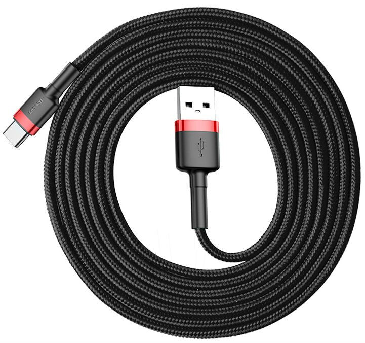 BASEUS Cable - Cafule CATKLF-C91 - USB - USB Type C 2M 2A black-red - billede 2