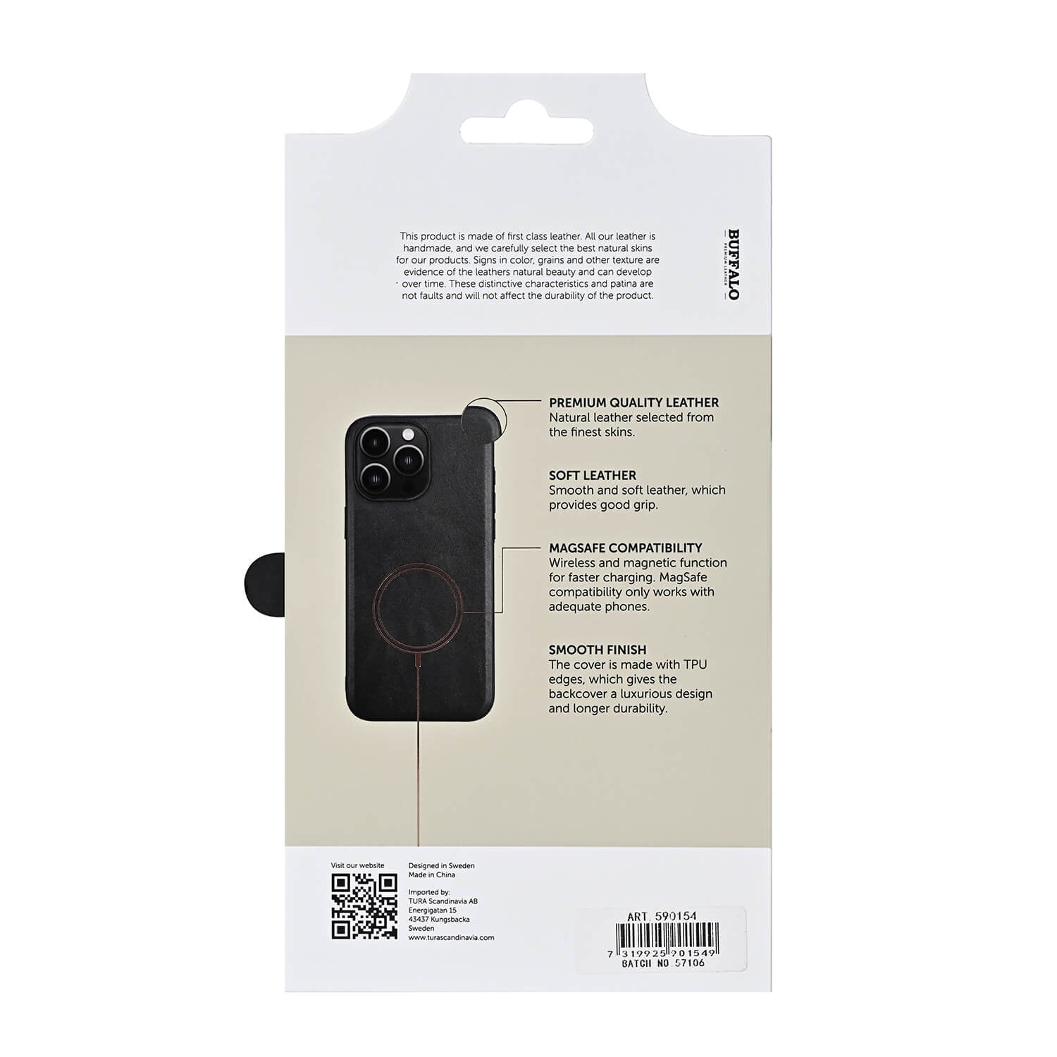 iPhone 16 Pro Max Læder Cover – Sort – Buffalo - billede 4